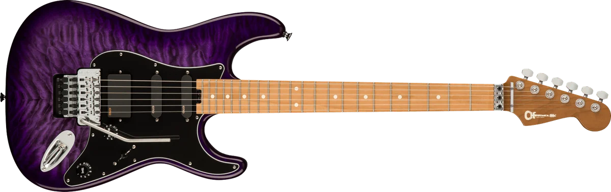 Marco Sfogli Signature Pro-Mod So-Cal Style 1 HSS FR CM QM, Caramelized Maple Fingerboard, Transparent Purple Burst