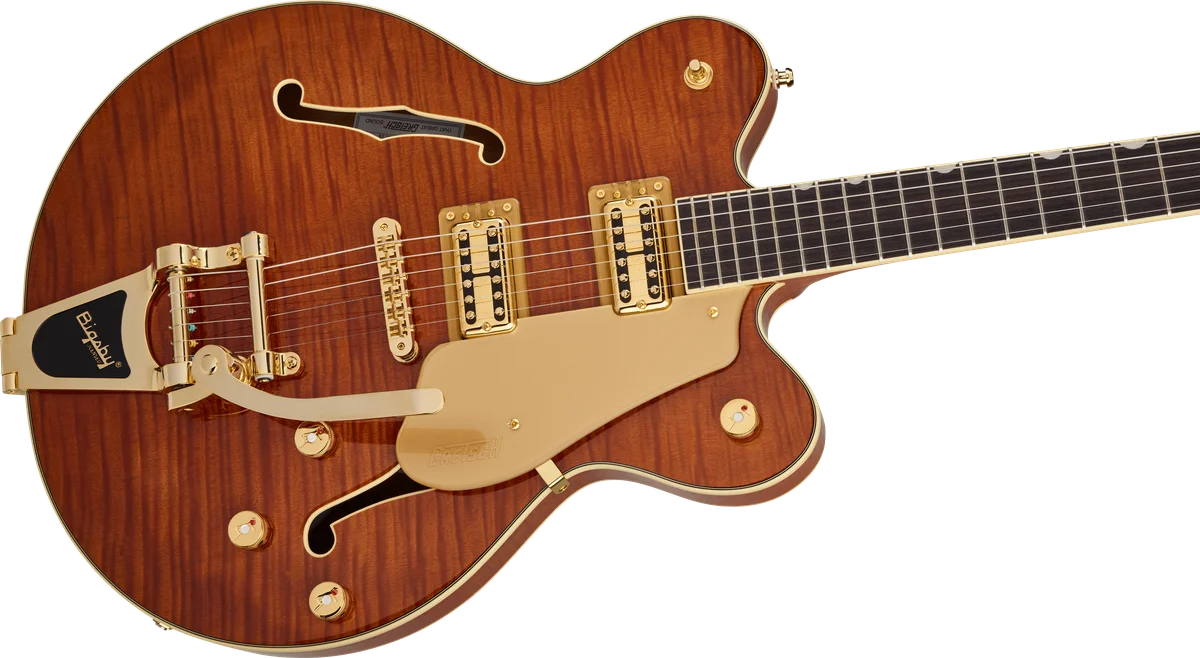 Electromatic LTD Flame Okoume Broadkaster Double-Cut with Bigsby