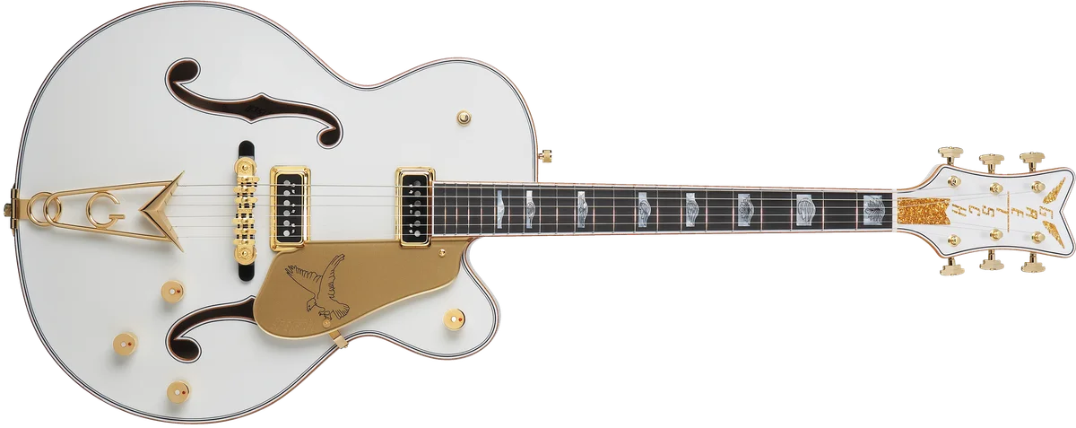 G6136CST USA Custom Shop White Falcon Hollow Body with Cadillac Tailpiece